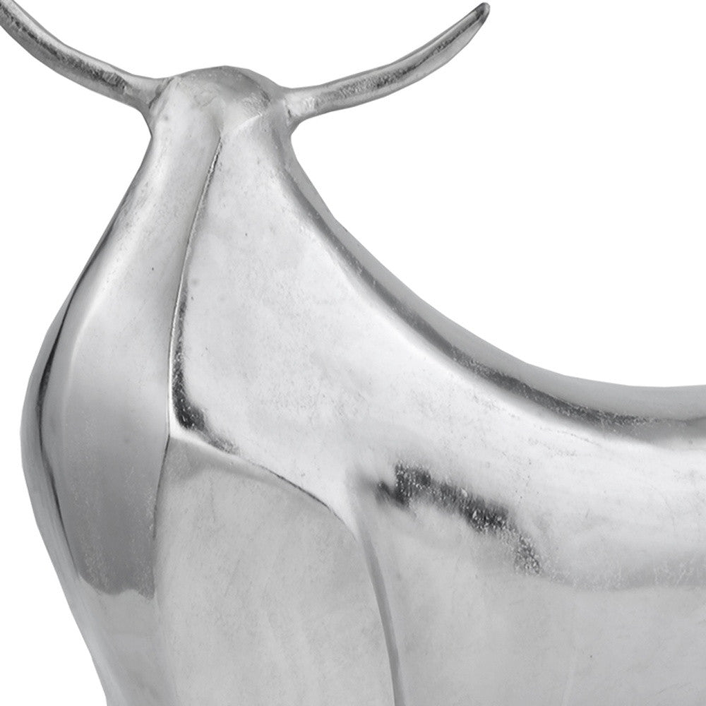 20" Silver Aluminum Bull Abstract Figurine
