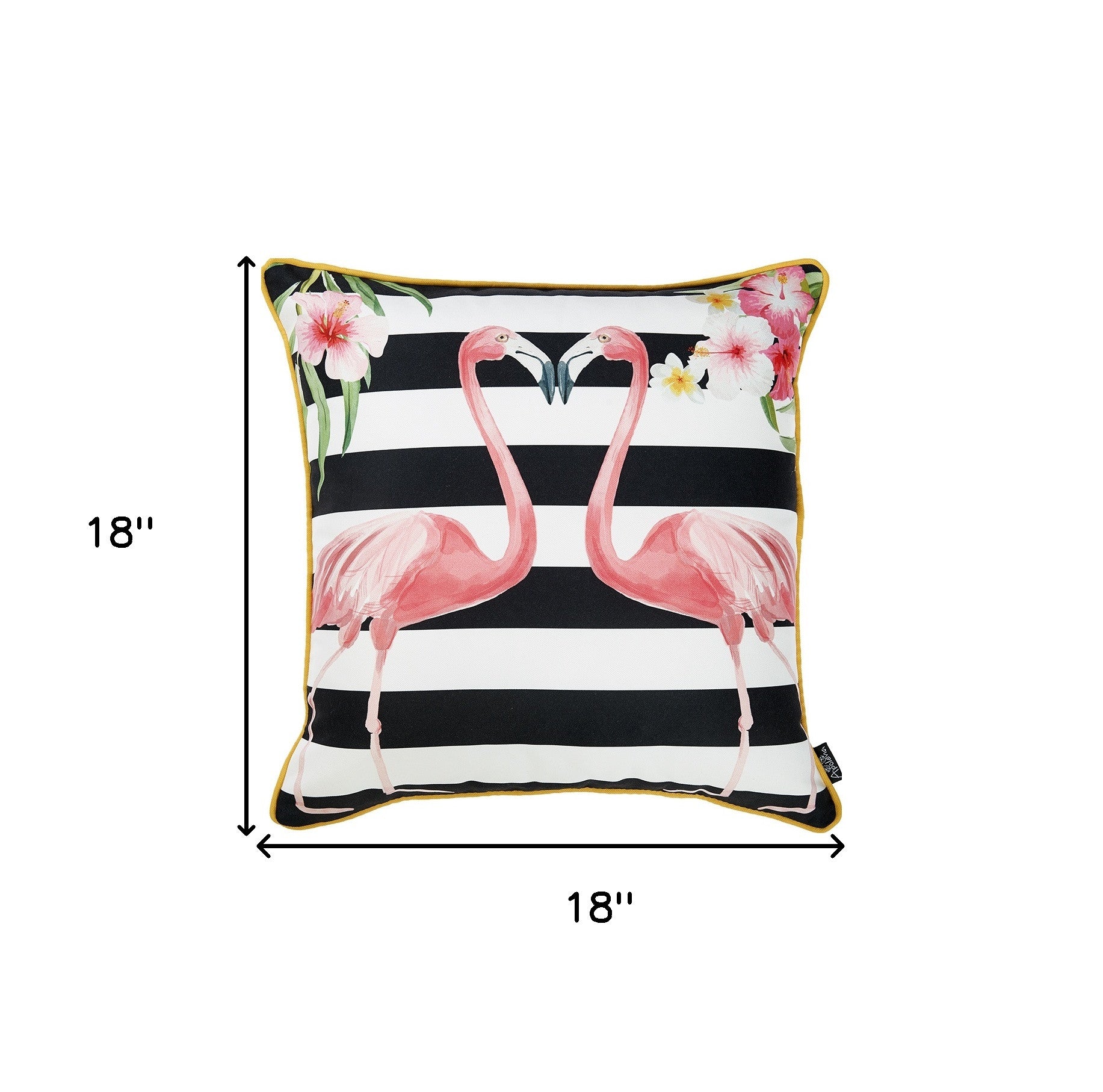 18" Black and White Flamingo Throw Pillow Cover
