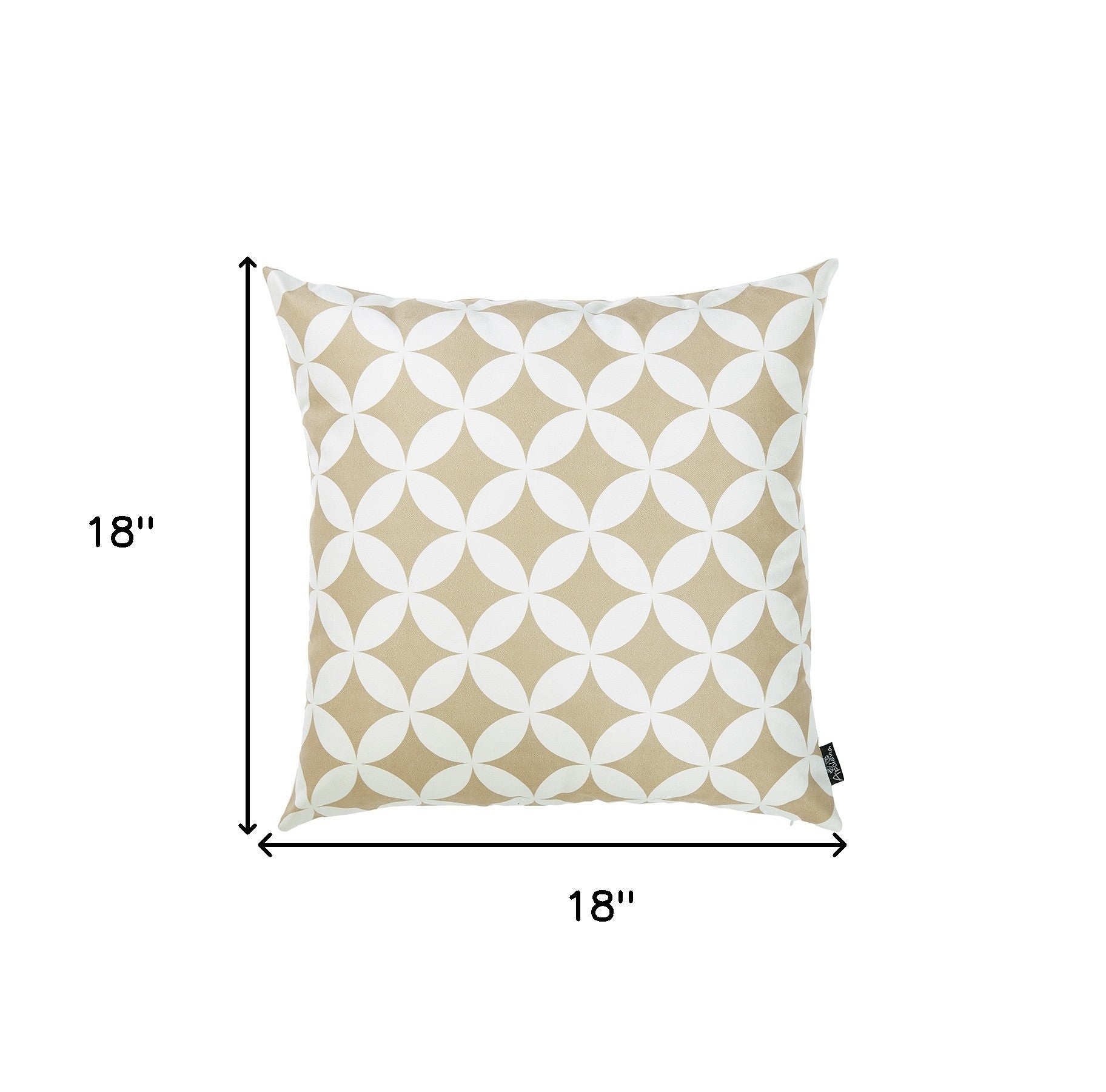 Taupe And White Geometric Decorative Throw Pillow Cover