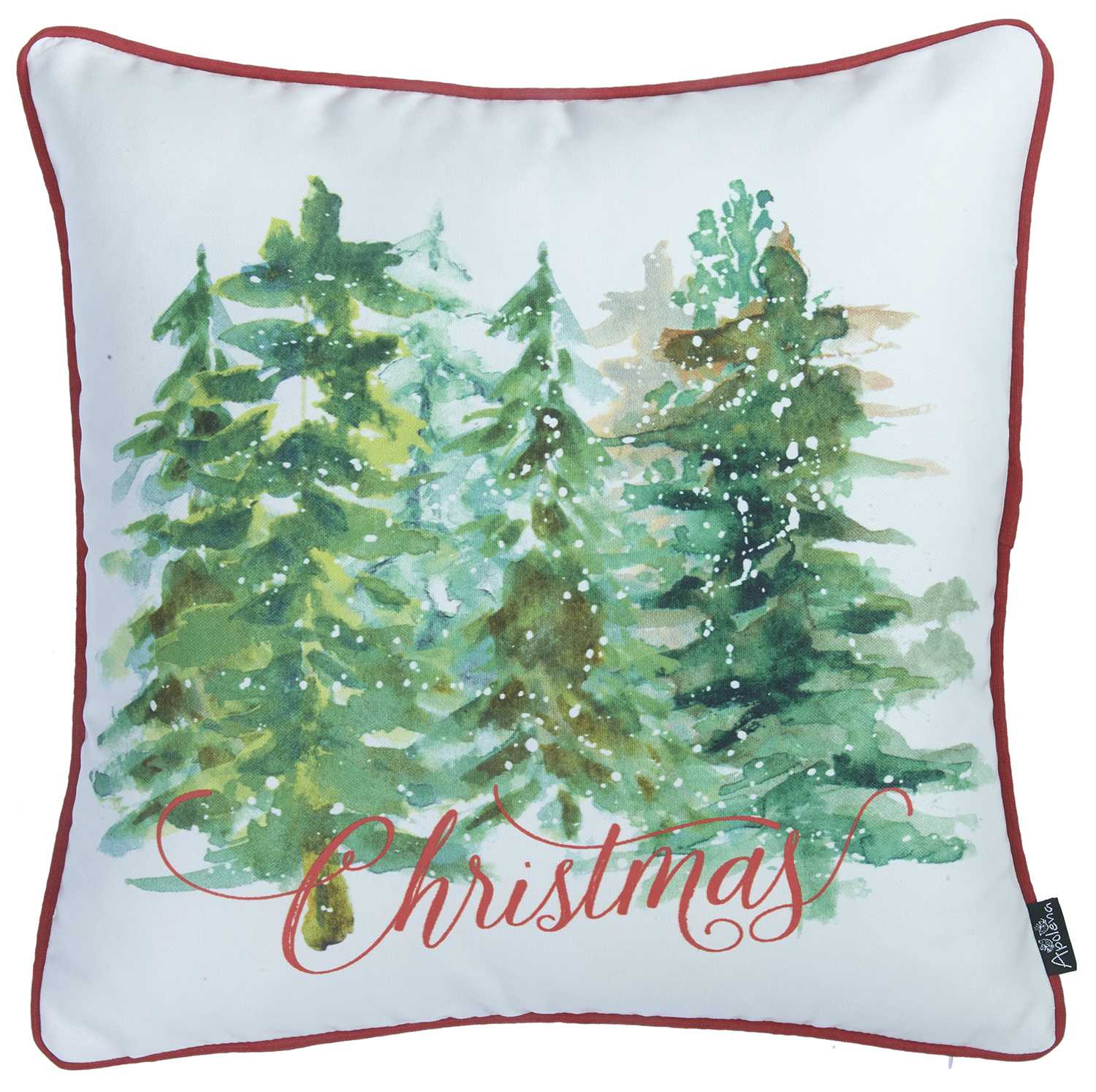 18" Green and White Christmas Tree Throw Pillow Cover