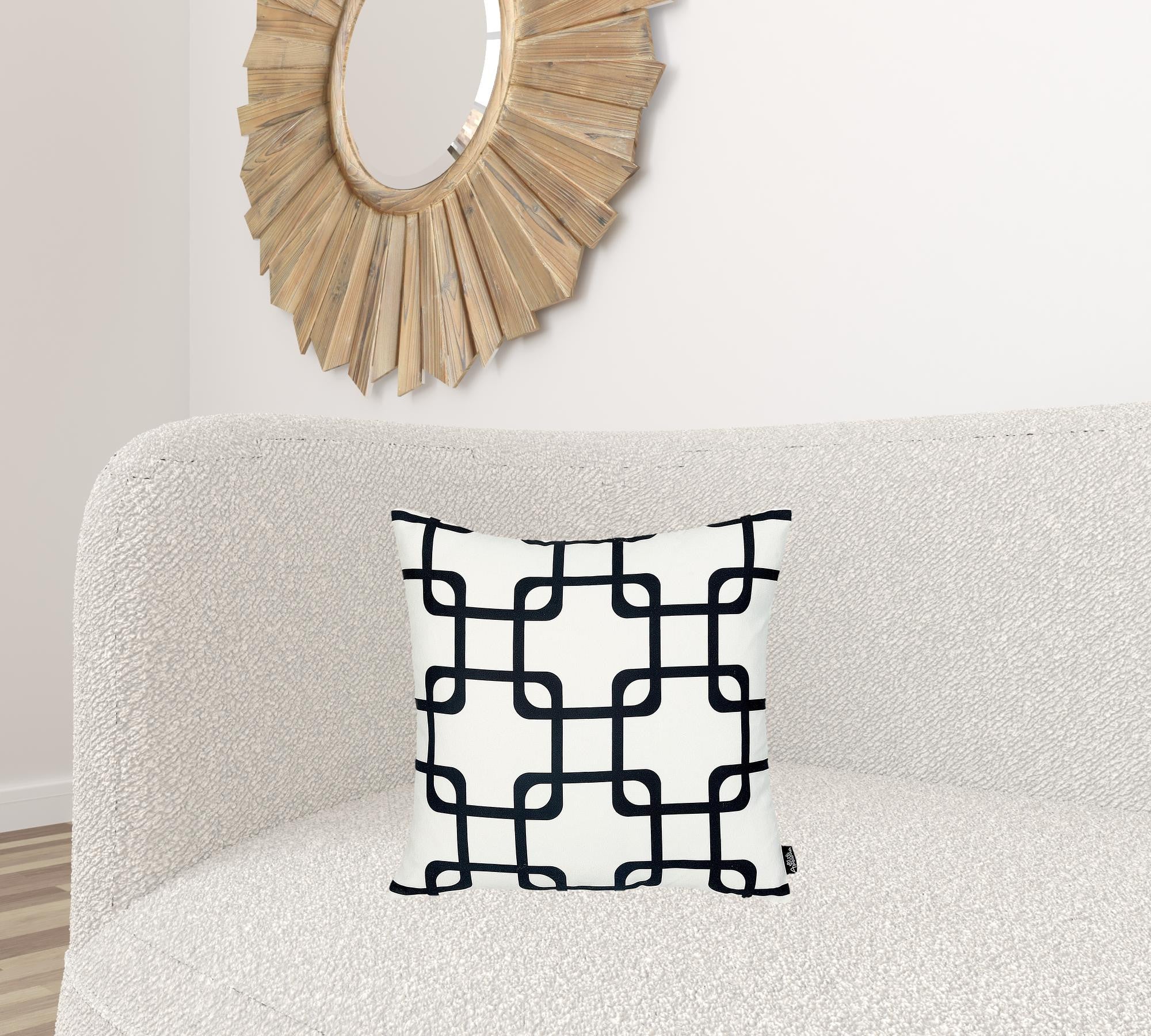 Black And White Geometric Squares Decorative Throw Pillow Cover