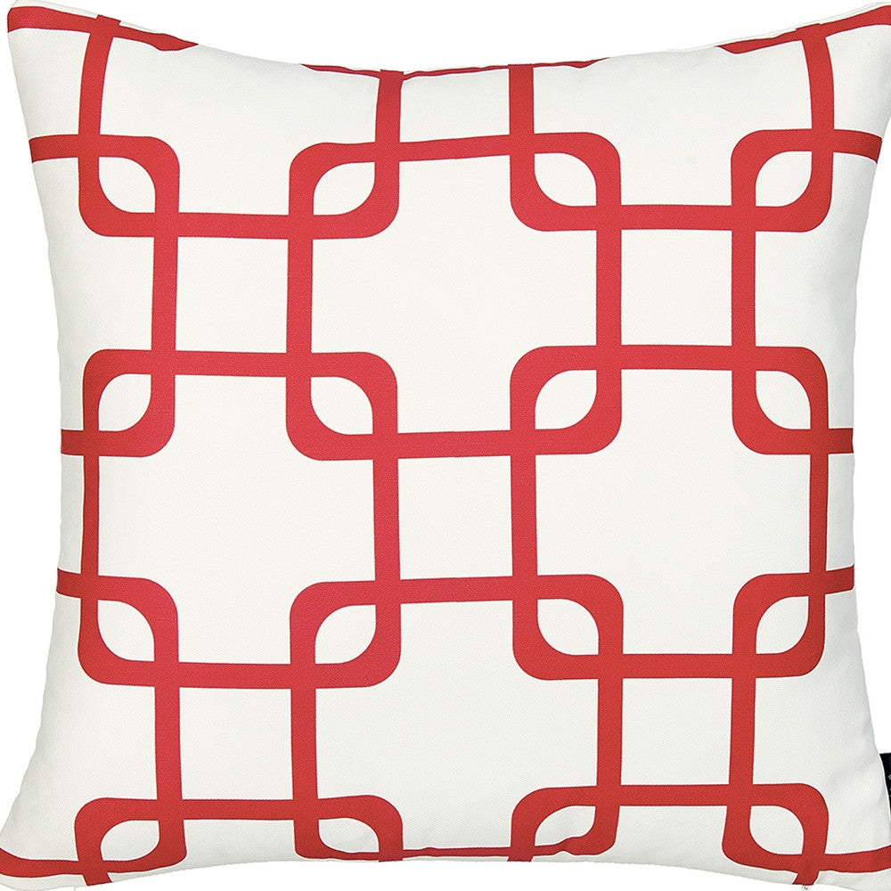 18" Red and White Throw Pillow Cover