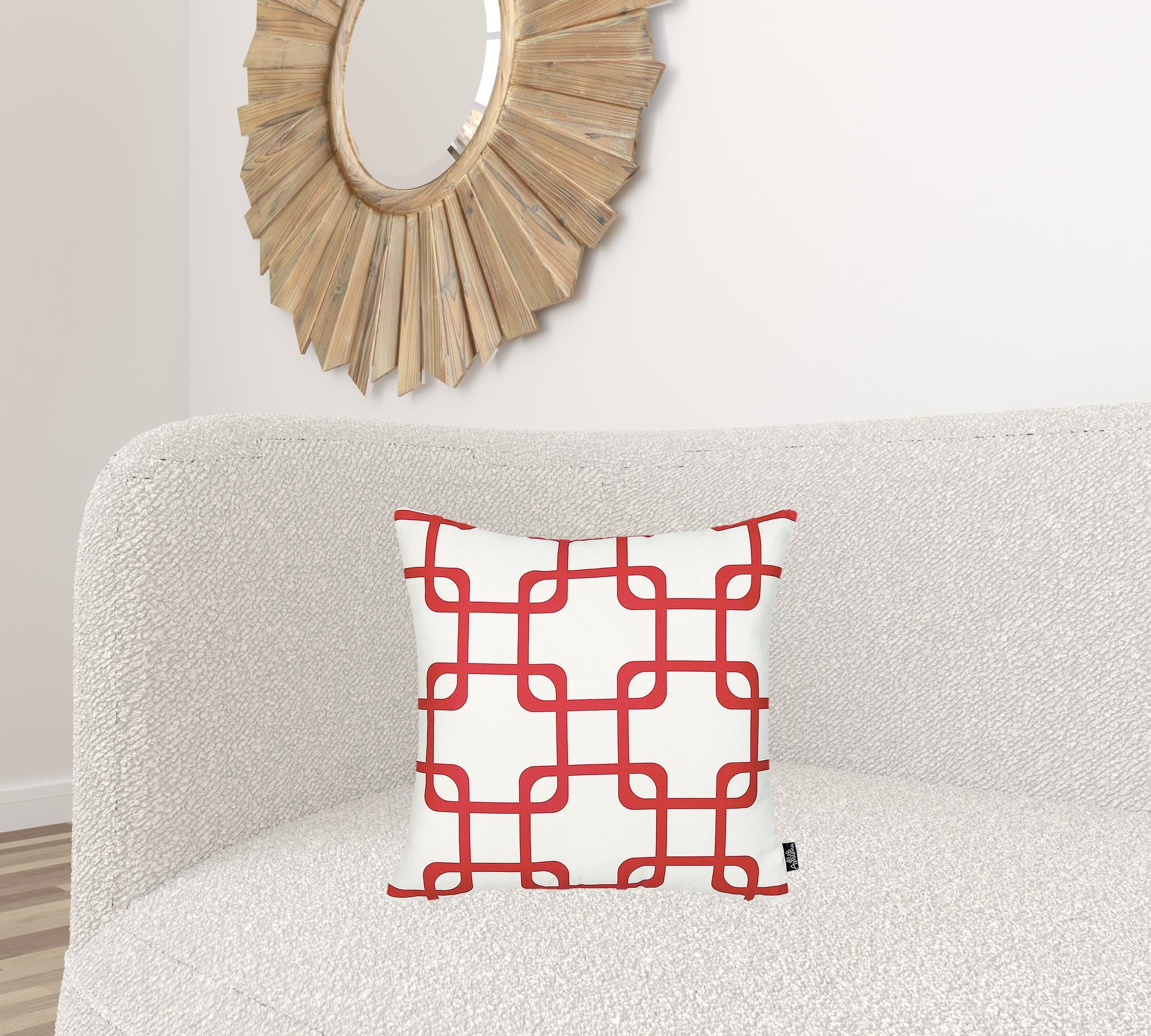 18" Red and White Throw Pillow Cover