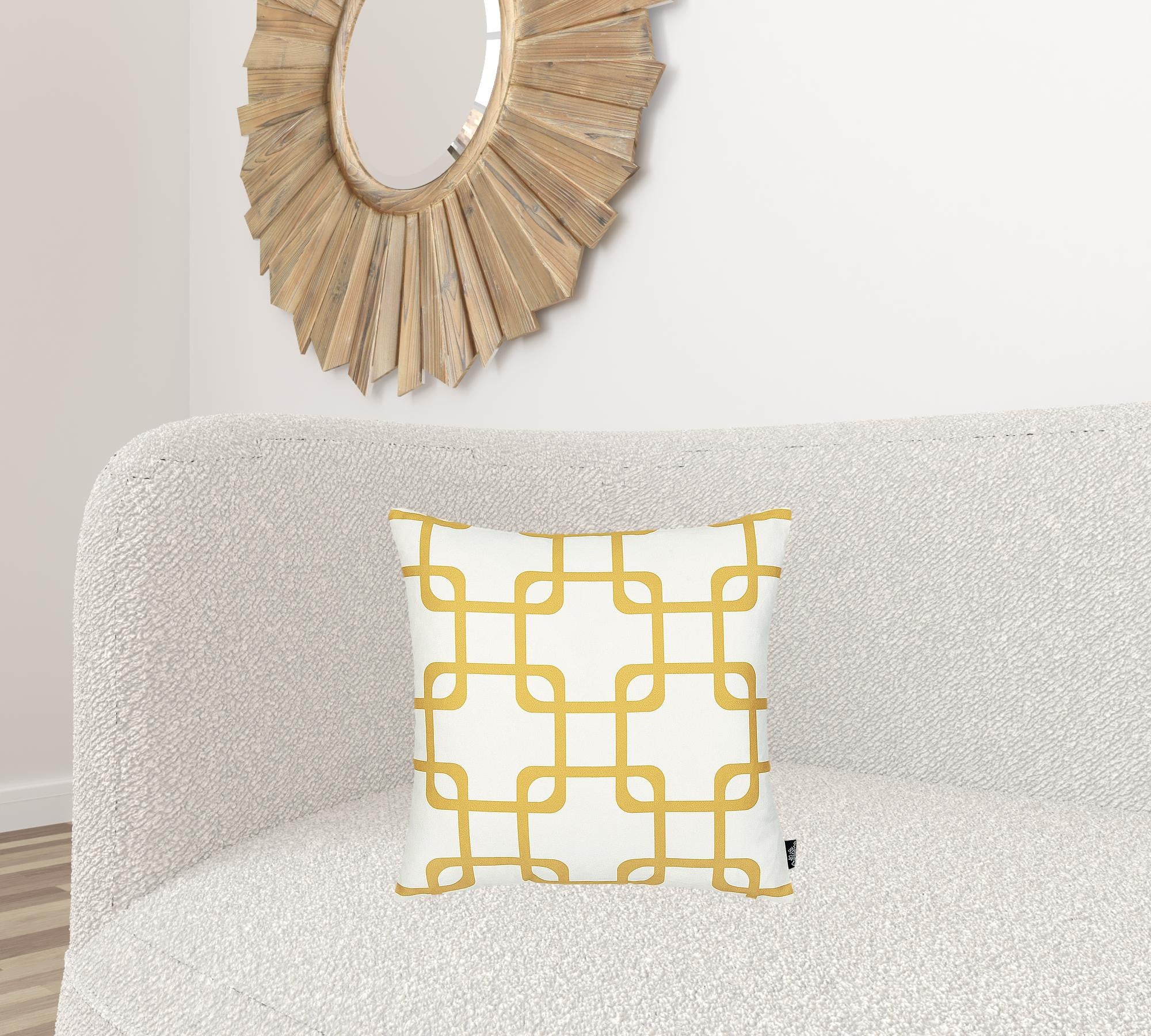 Yellow And White Geometric Squares Decorative Throw Pillow Cover