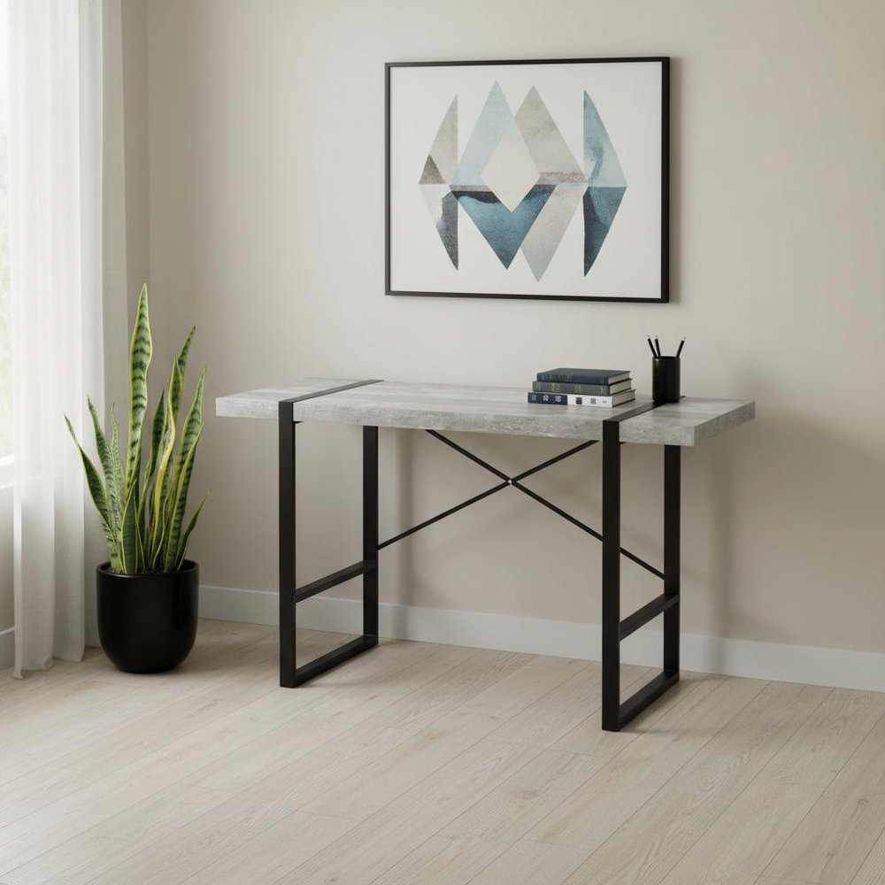 24" Gray and Black Computer Desk
