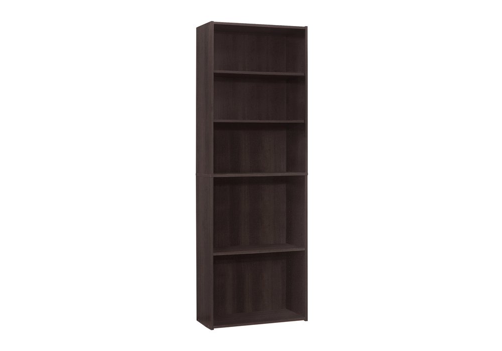 71" Cappuccino Wood Adjustable Bookcase