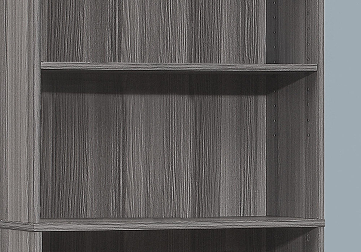 71" Gray Wood Adjustable Five Tier Bookcase