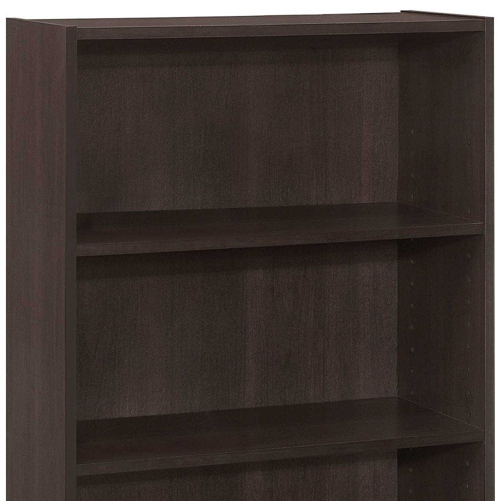 36" Espresso Wood Adjustable Three Tier Bookcase