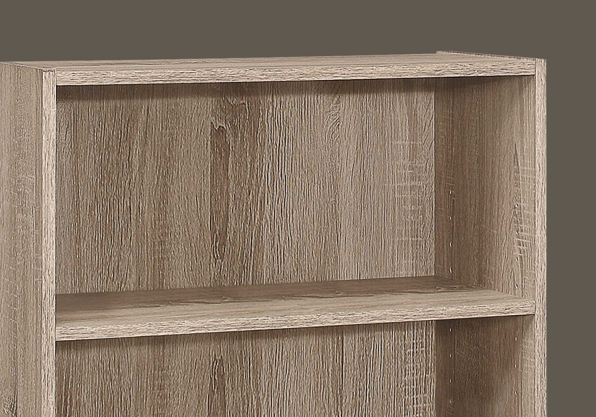 36" Taupe Wood Adjustable Bookcase