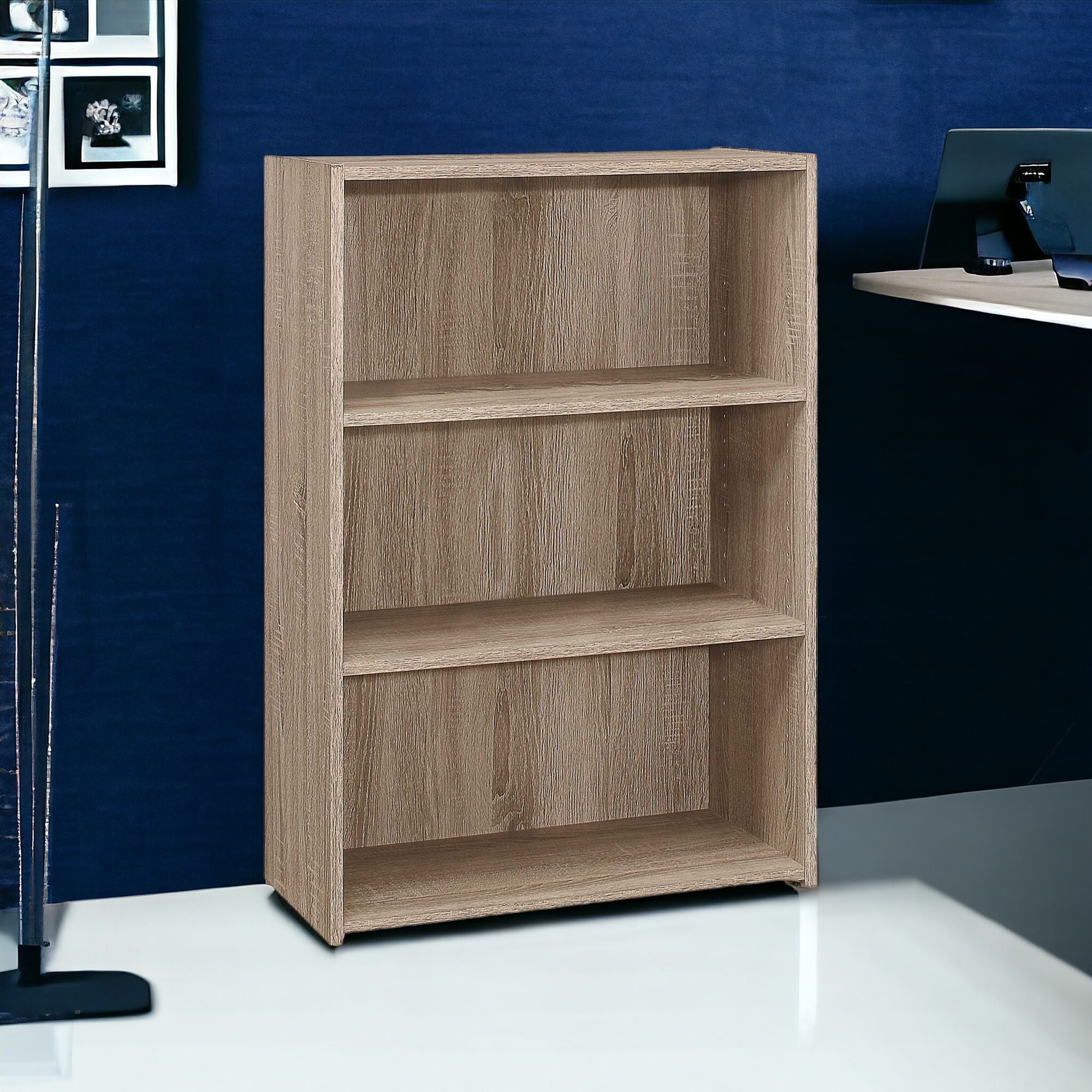 36" Taupe Wood Adjustable Bookcase