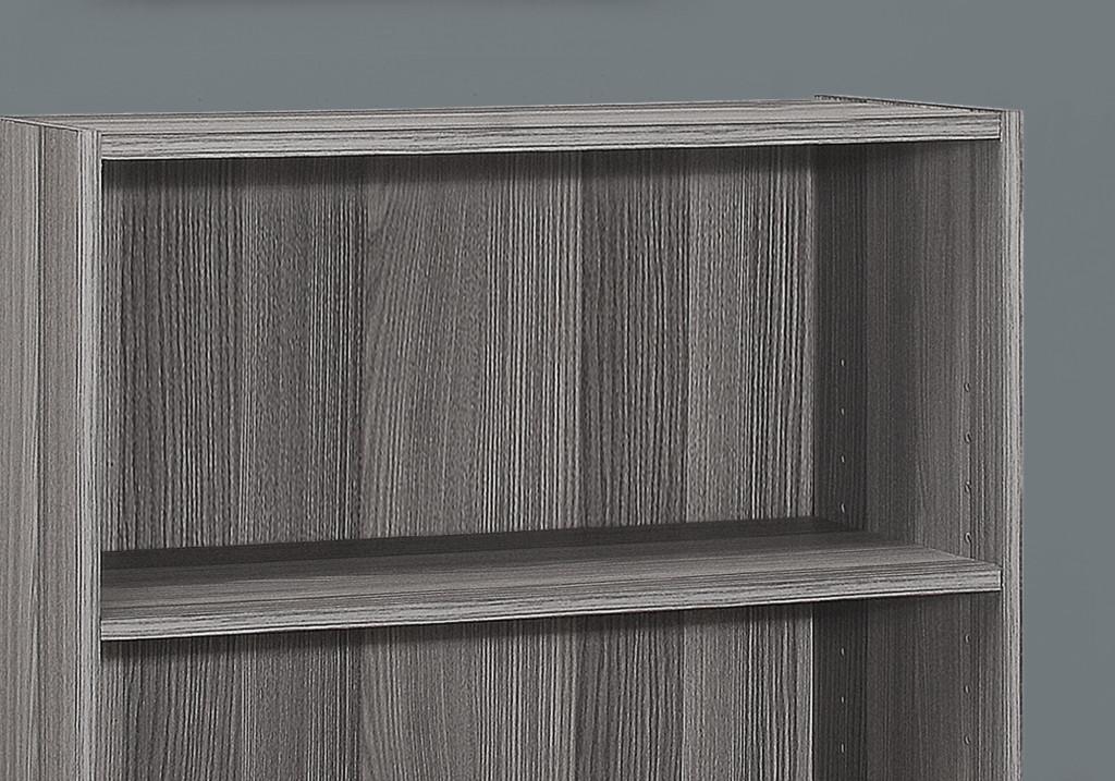 Gray Wood Adjustable Three Tier Bookcase