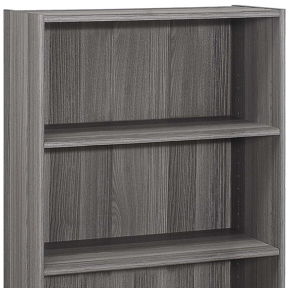 Gray Wood Adjustable Three Tier Bookcase