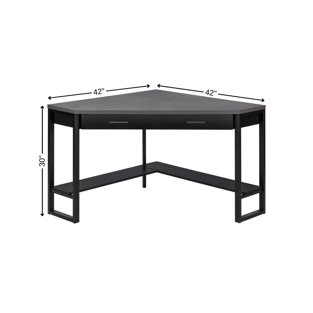 42" Gray and Black Corner Computer Desk