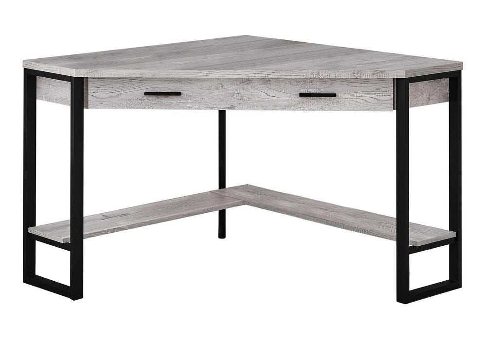 42" Gray and Black Corner Computer Desk