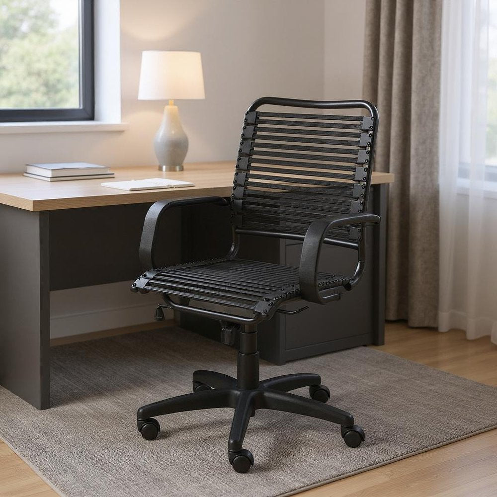 Black Adjustable Swivel Bungee Rolling Office Chair