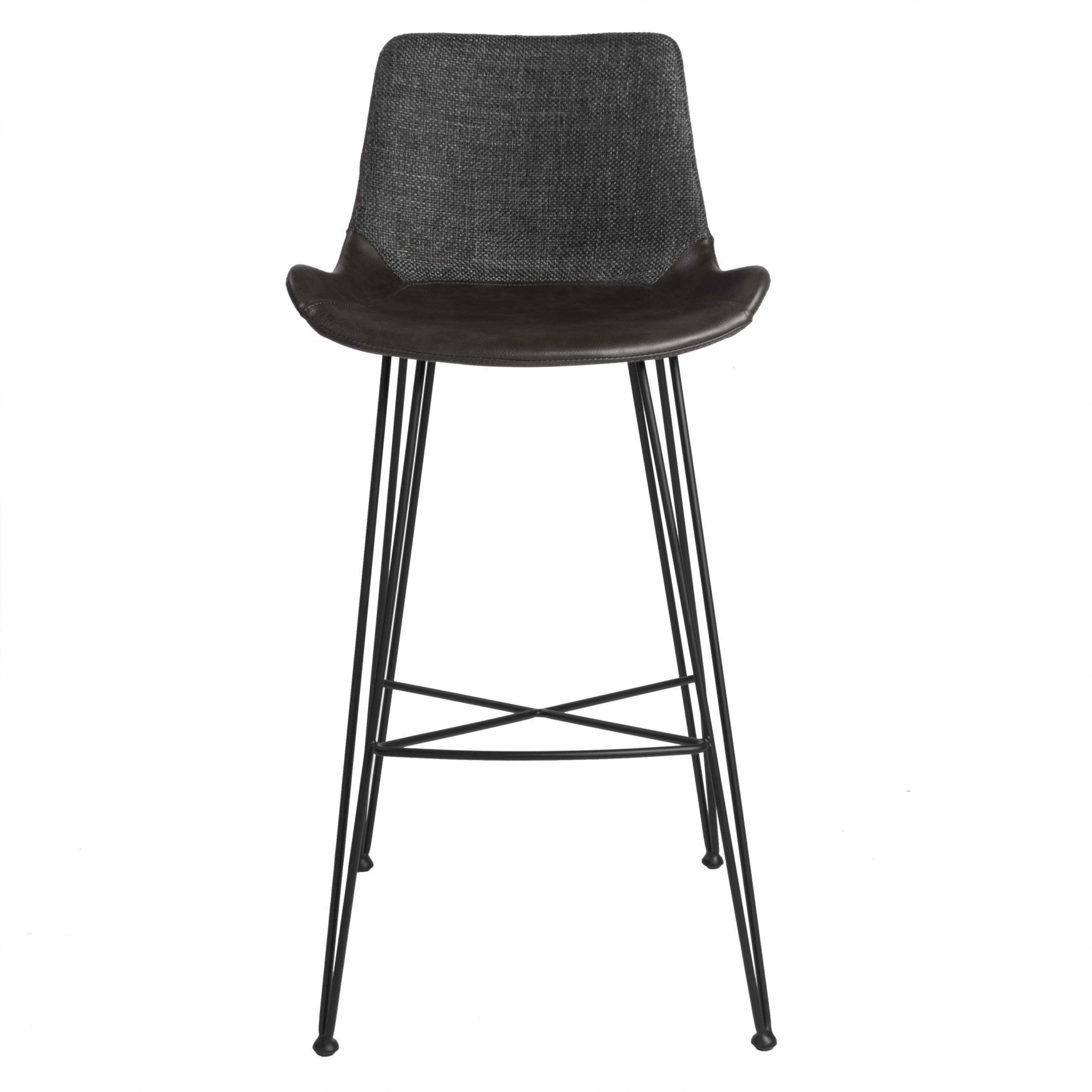 30" Gray Steel Bar Height Bar Chair