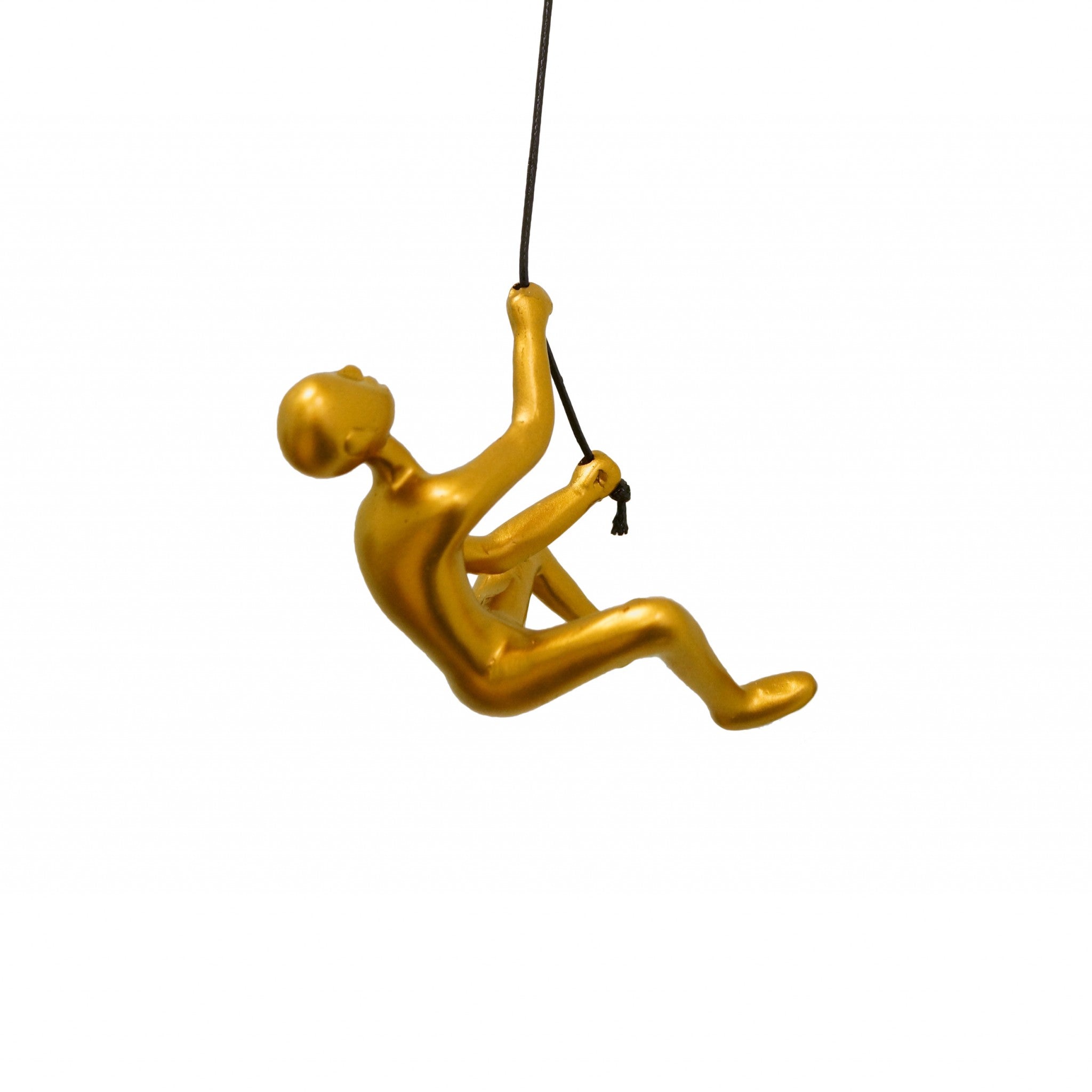 6" Gold Unique Climbing Man With Rope Wall Art