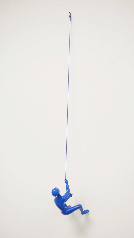6" X 3" Blue Resin Climbing Man Hanging Dimensional Sculpture