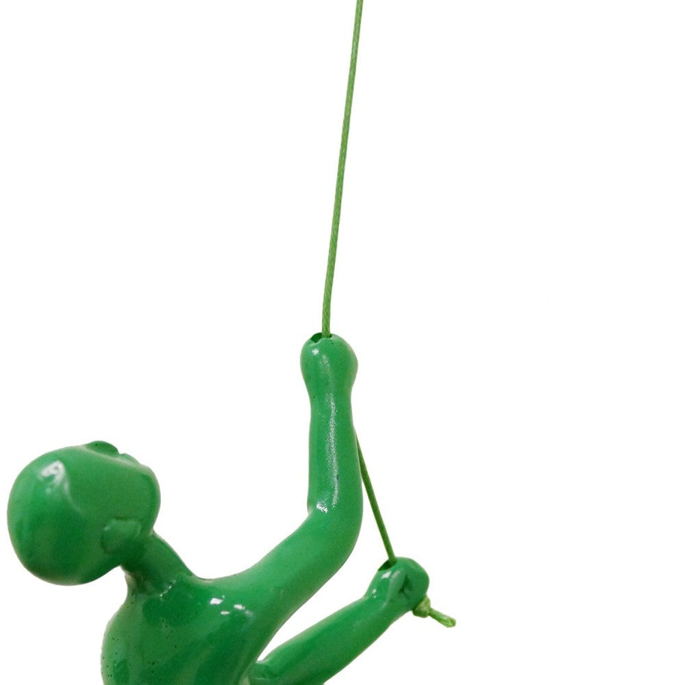 6" Green Unique Climbing Man With Rope Wall Art