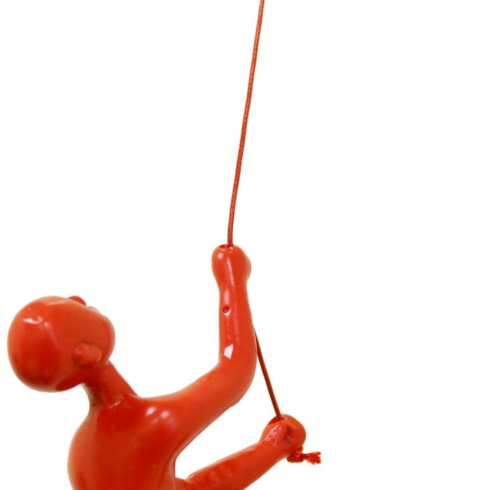 6" X 3" Red Resin Climbing Man Hanging Dimensional Sculpture