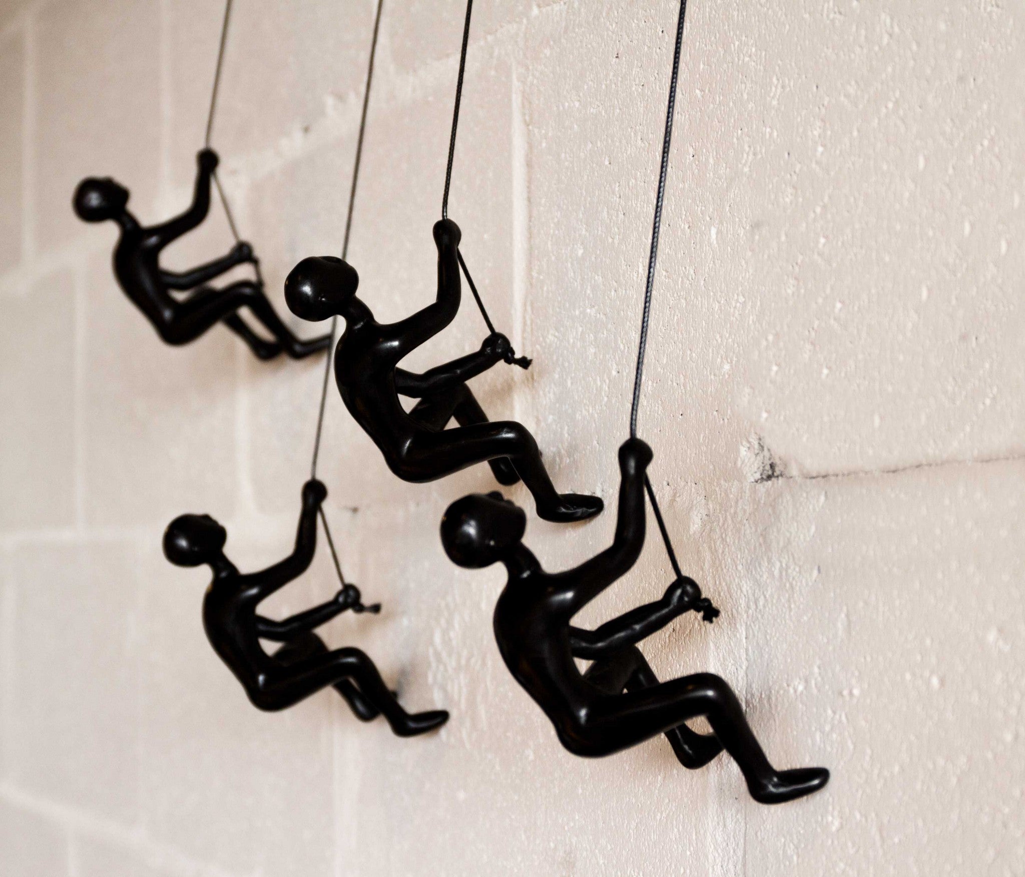 Set of Four Black Resin Novelty Hanging Dimensional Sculpture