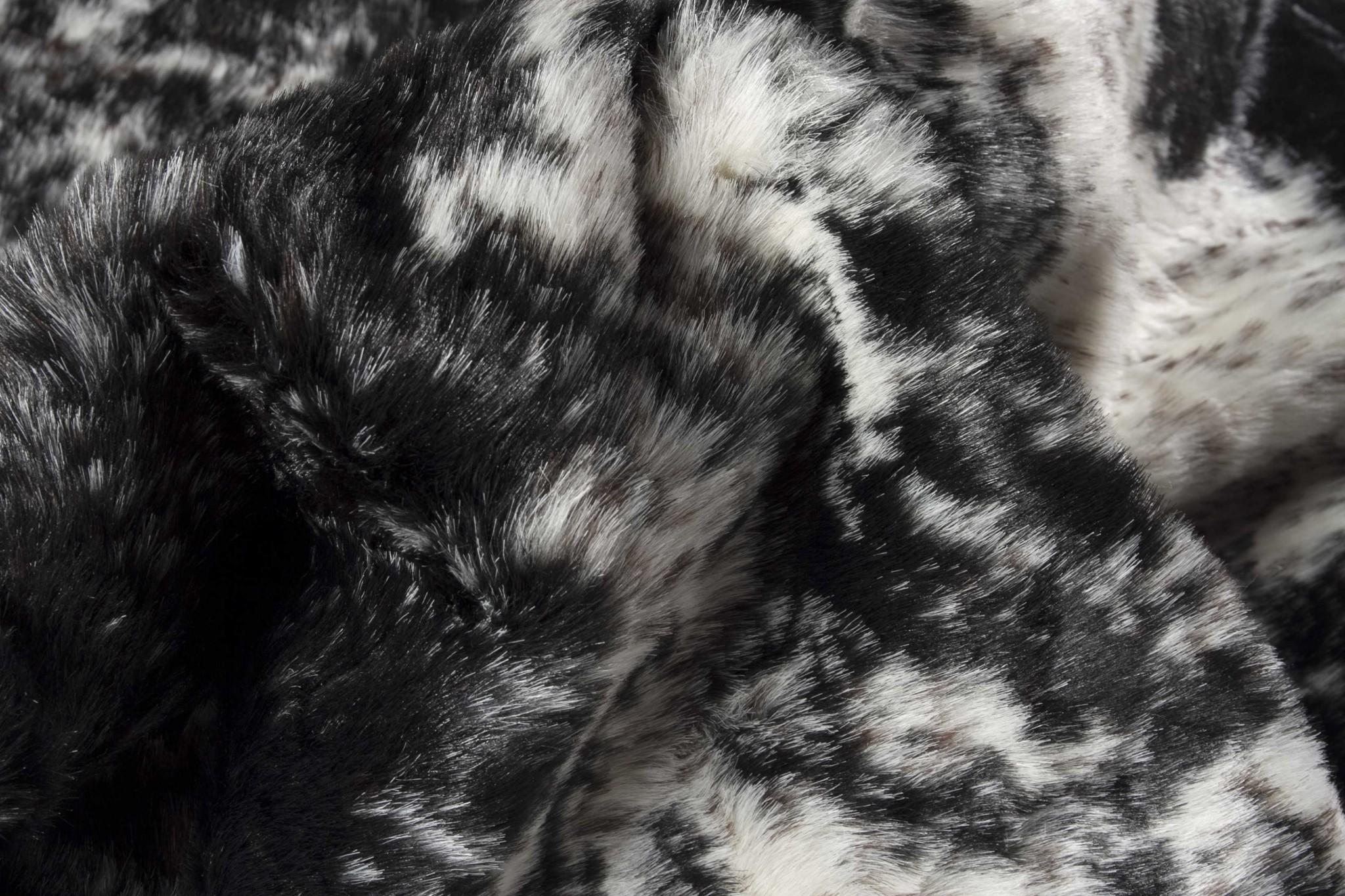 4' X 5' Black And White Faux Fur Animal Print Cowhide Washable Area Rug