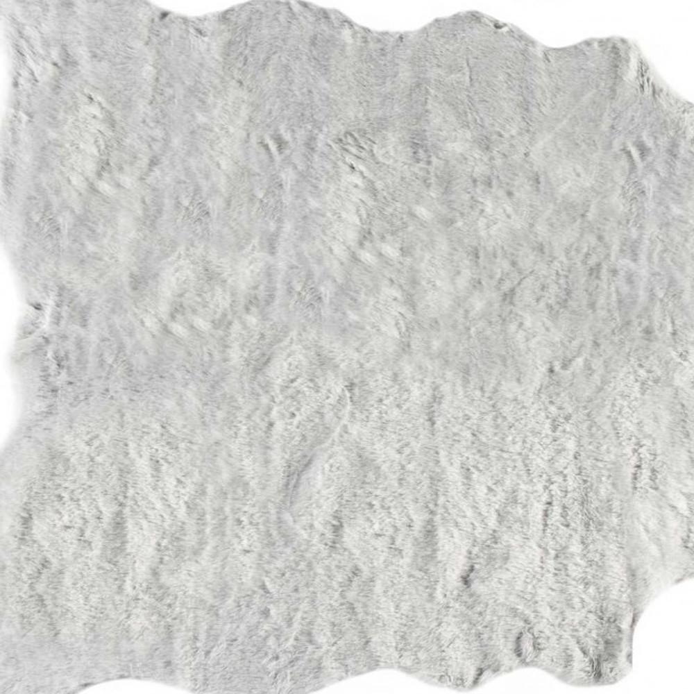 4' X 5' Gray Faux Fur Washable Area Rug
