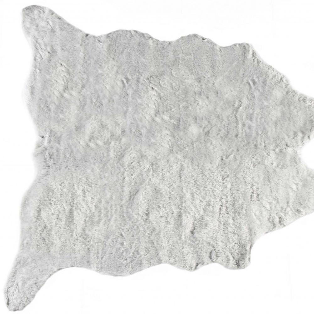 5' X 8' Gray Faux Fur Washable Area Rug
