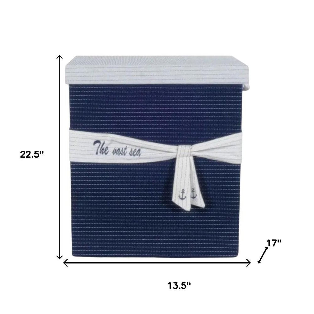 13.5" X 17" X 22.5" Blue Fabric Basket With Bow  Decoration Set Of 5