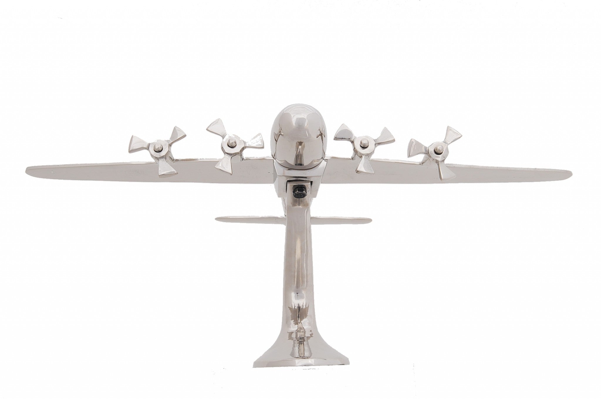 11" Nickel Metal Hand Painted Model Airplane Tabletop Sculpture