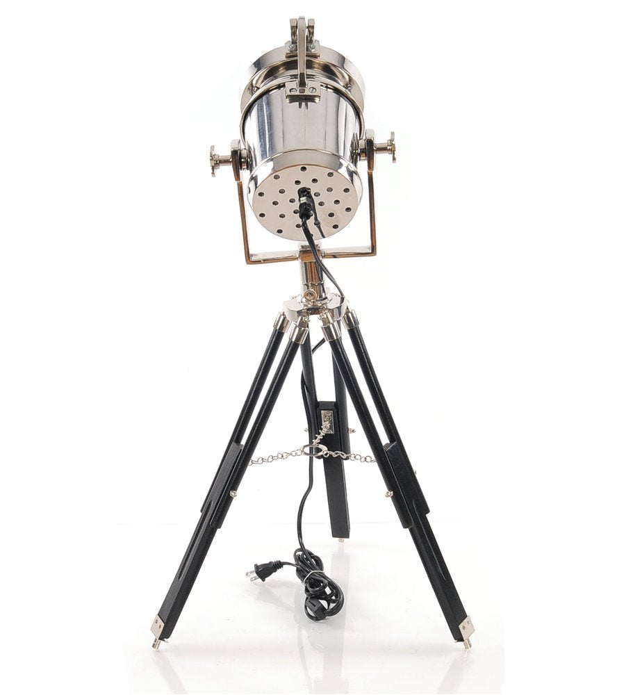 Silver Metal Tripod Floor Lamp With Metal Shade