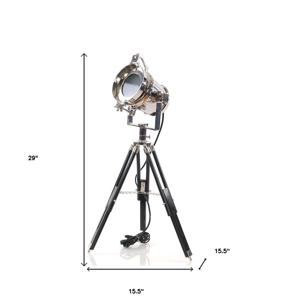 Silver Metal Tripod Floor Lamp With Metal Shade