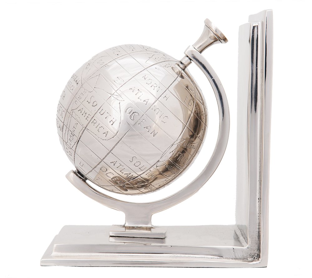 Set of Two Aluminum  Globe Bookend