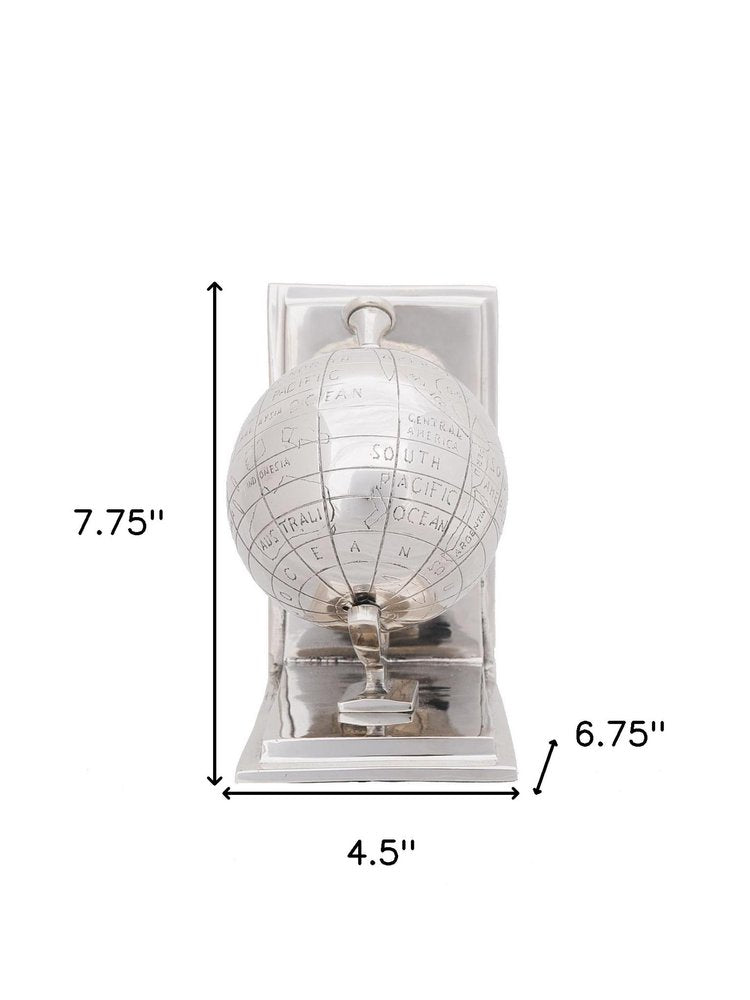 Set of Two Aluminum  Globe Bookend