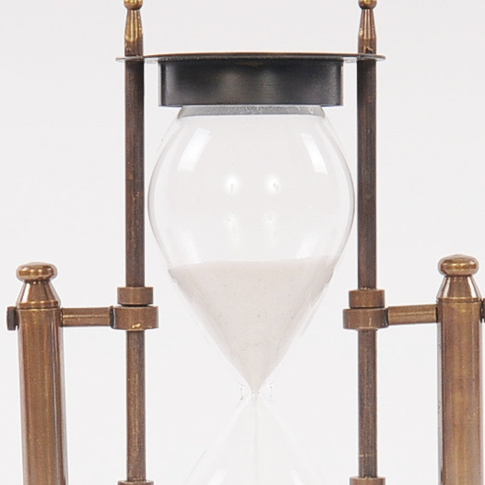 4.5" X 4.5" X 8.5" Brass Revolving Sandtimer