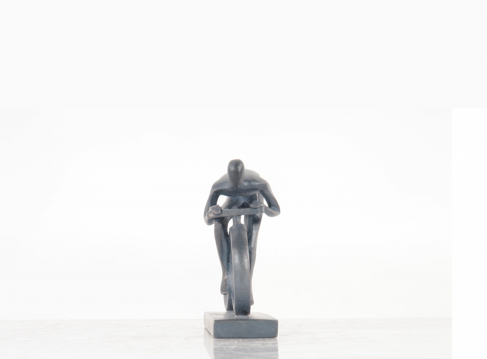 Minimalist Cyclist Cement Finish Statue