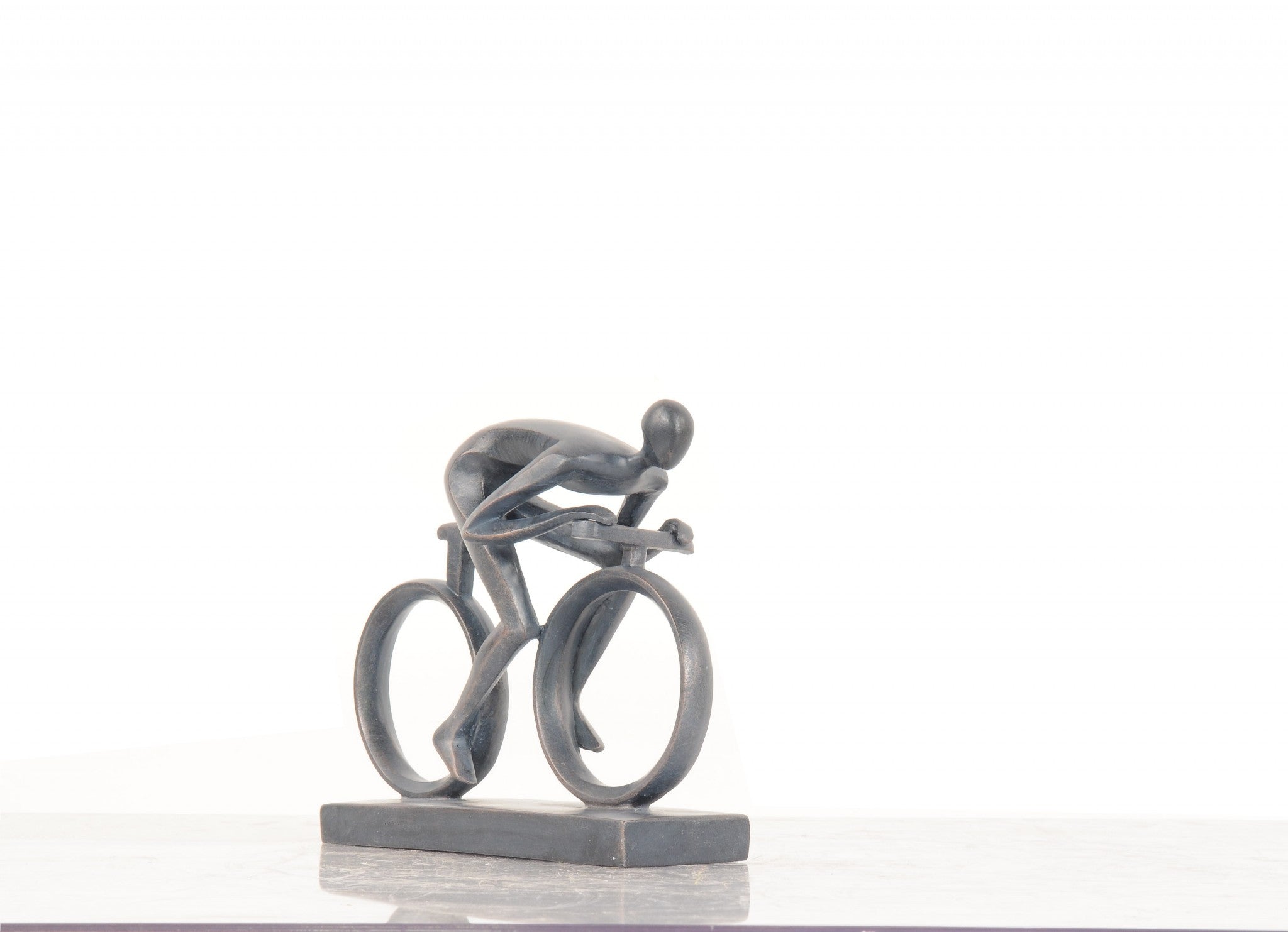 Minimalist Cyclist Cement Finish Statue