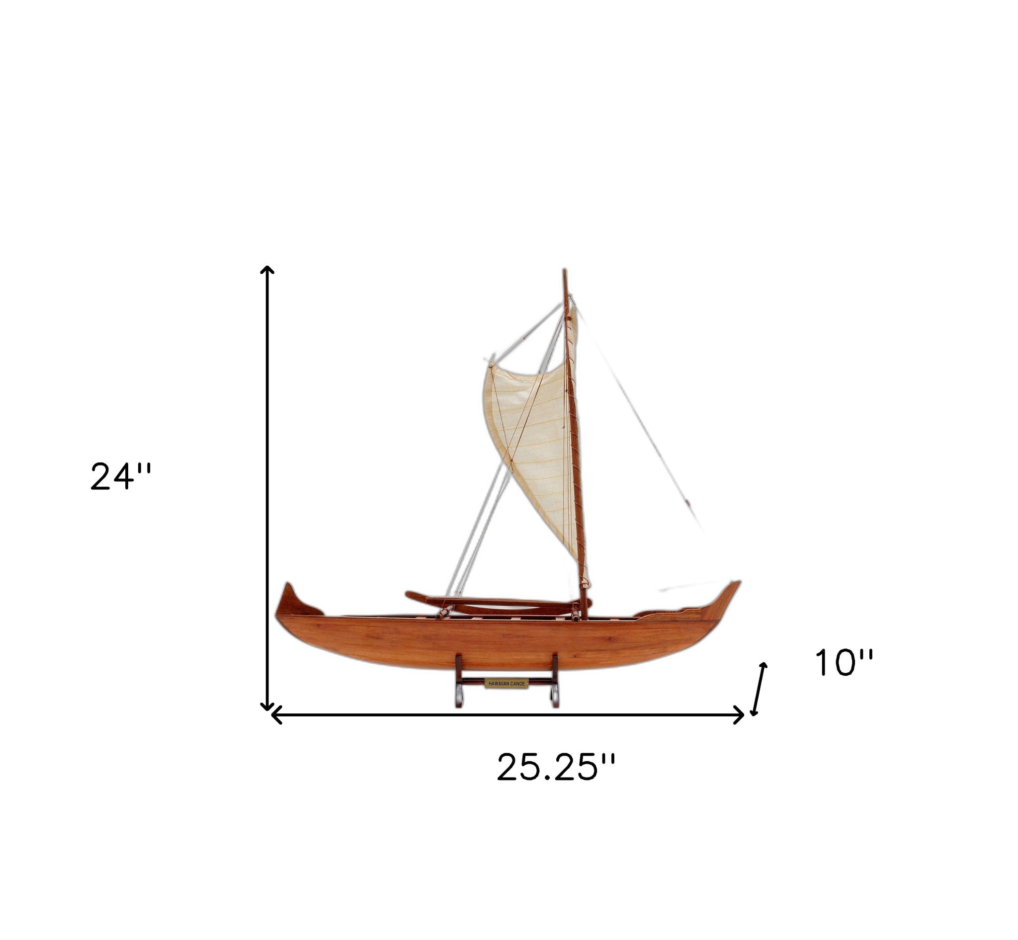 10" X 25.25" X 24" Hawaiian Canoe