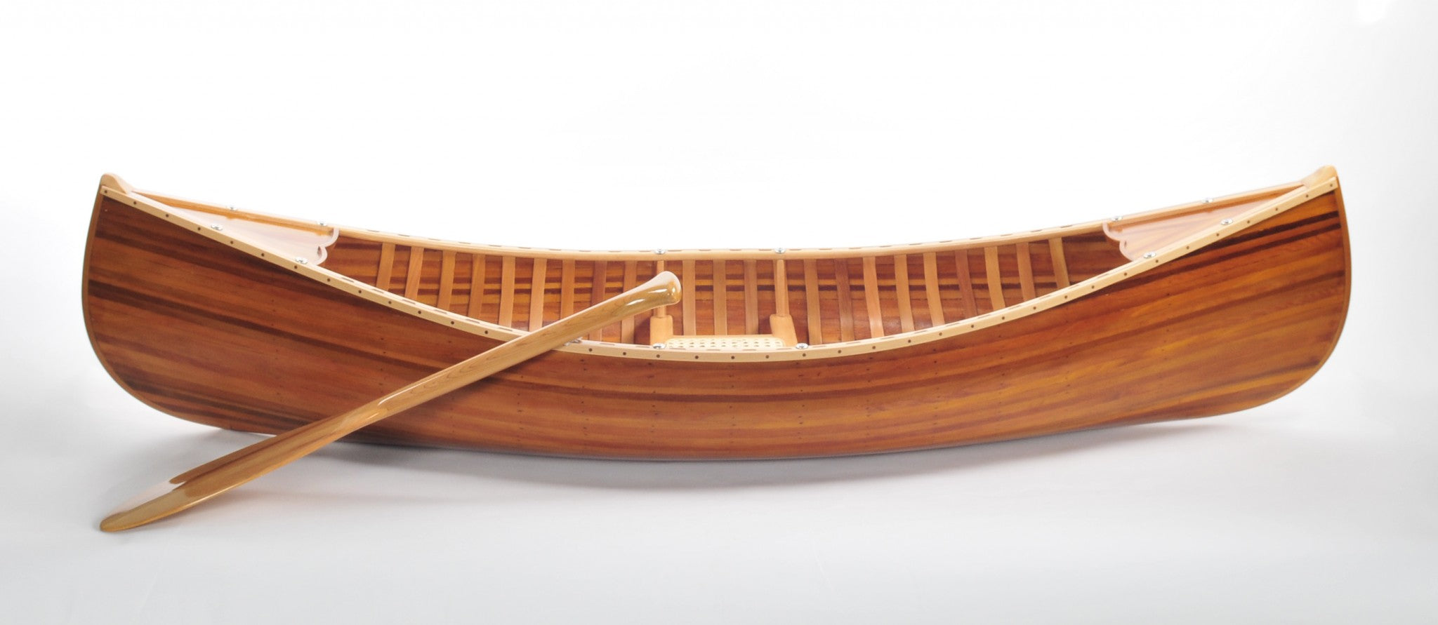 20.25" X 70.5" X 15" Wooden Canoe With Ribs Matte Finish