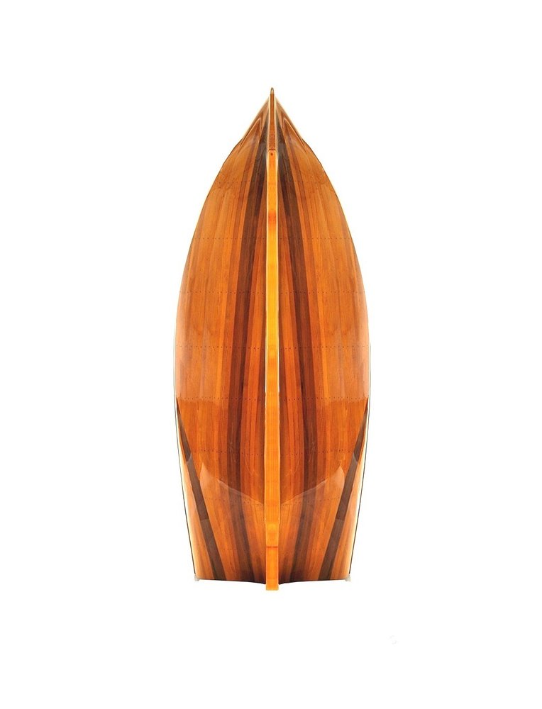 15" Brown Solid Wood Hand Painted Model Boat