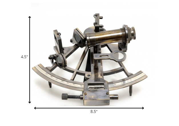 8.5" X 8" X 4.5" Nautical Sextant In Wood Box  Large