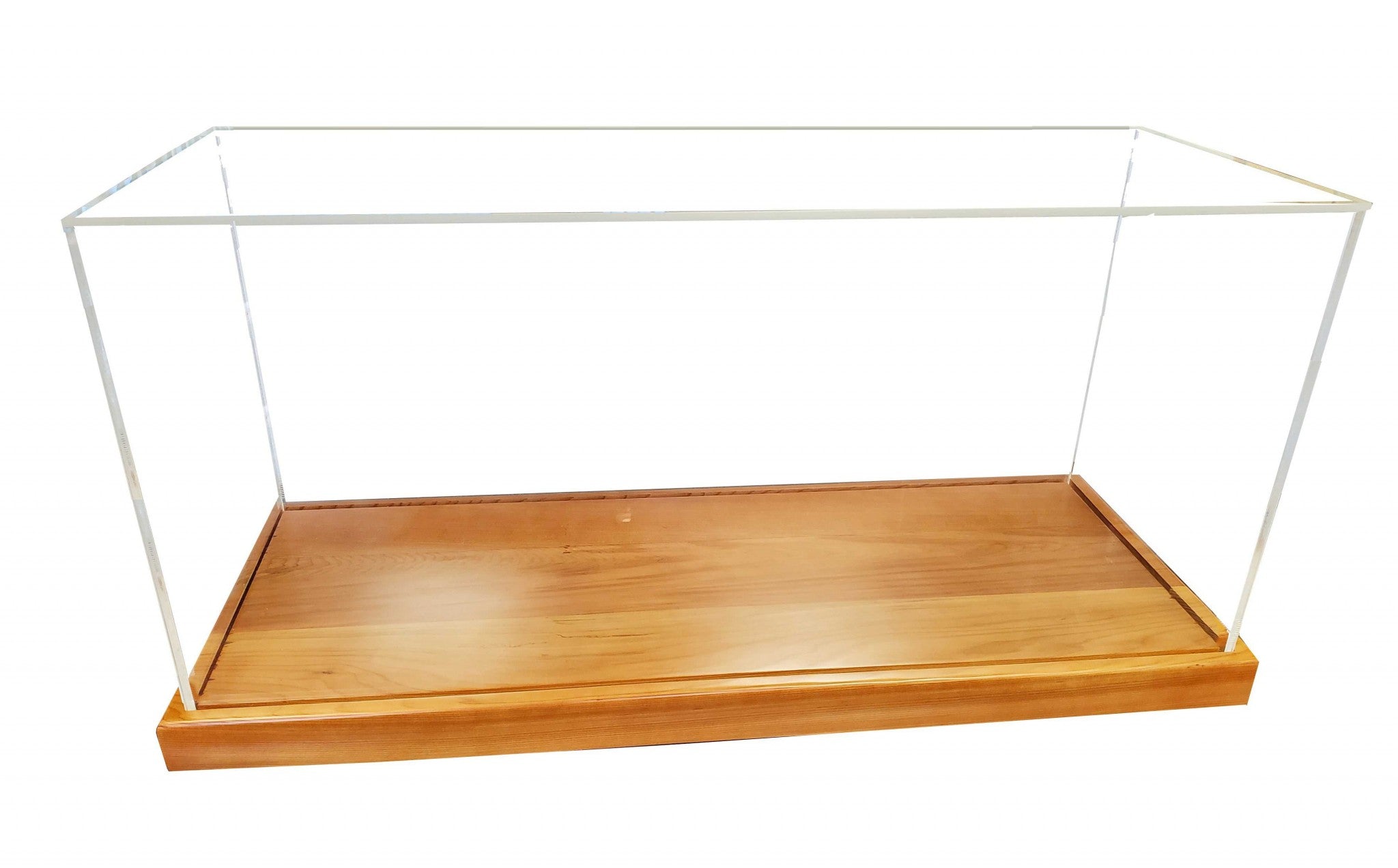 28" Wood Brown Glass Standard Display Stand