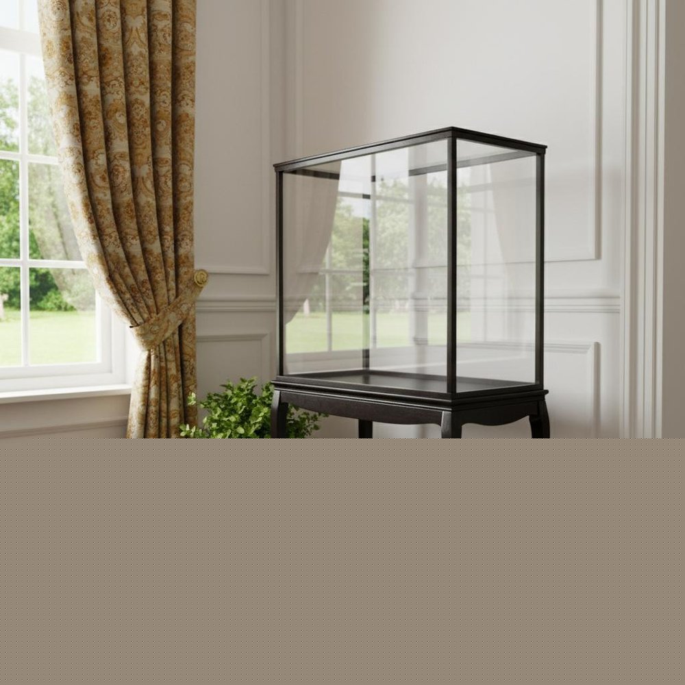 14" Black And Clear Glass Standard Display Stand