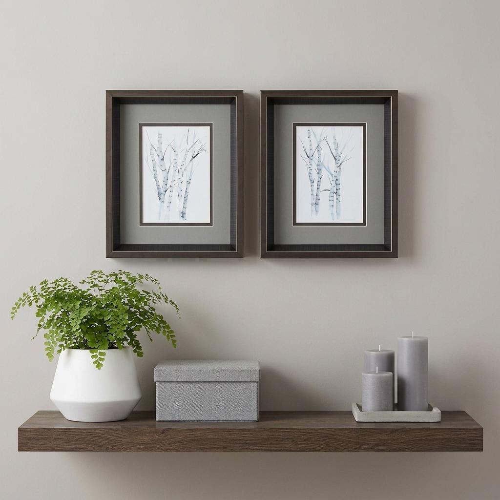 10" X 12" Brushed Silver Frame Aquarelle Birches (Set Of 2)