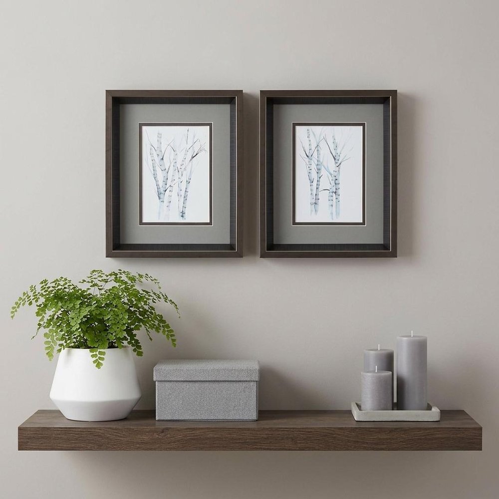 10" X 12" Brushed Silver Frame Aquarelle Birches (Set Of 2)