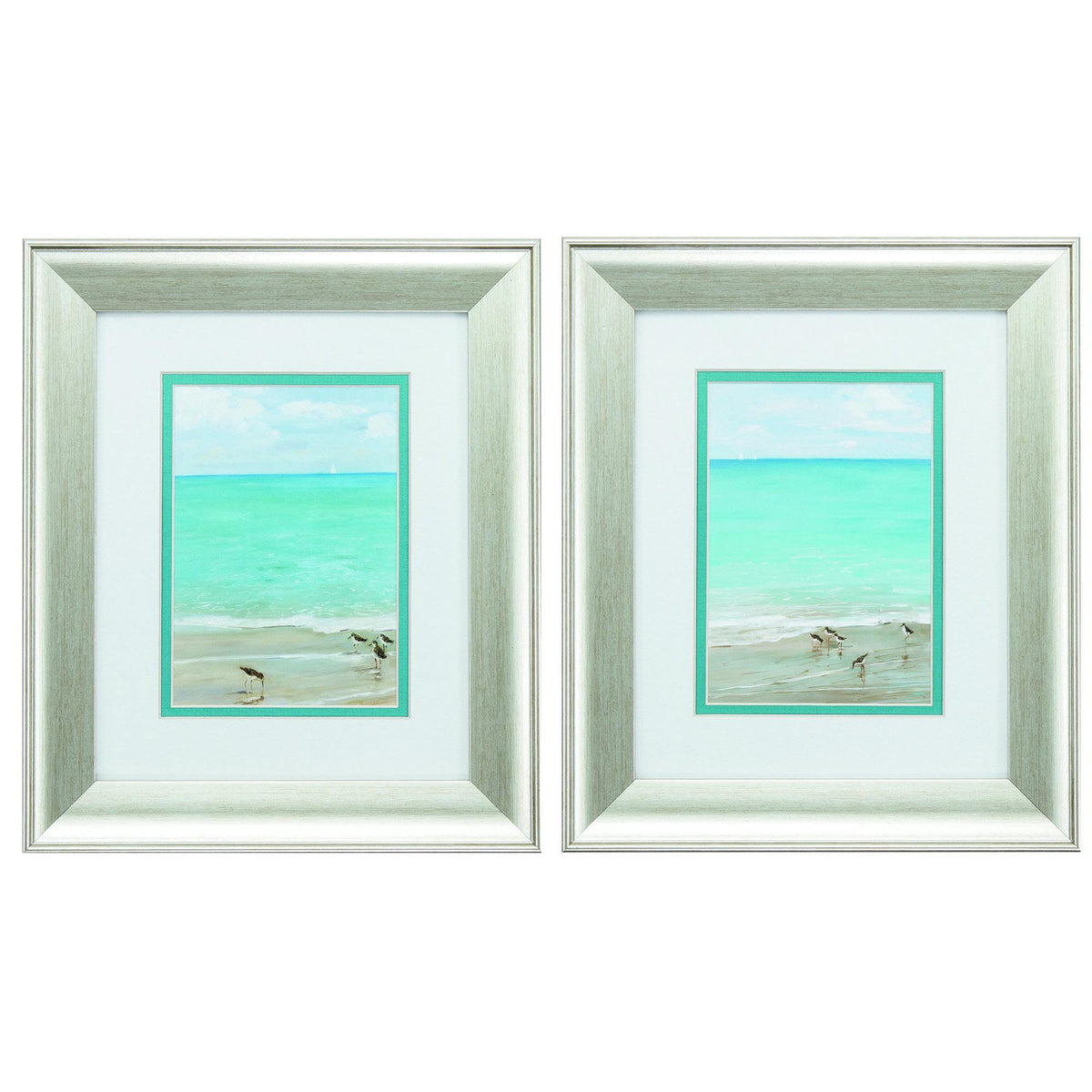 11" X 13" Brushed Silver Frame Sunday At The Shore (Set Of 2)