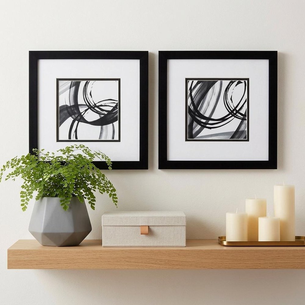 11" X 11" Silver Frame Black Rings (Set Of 2)