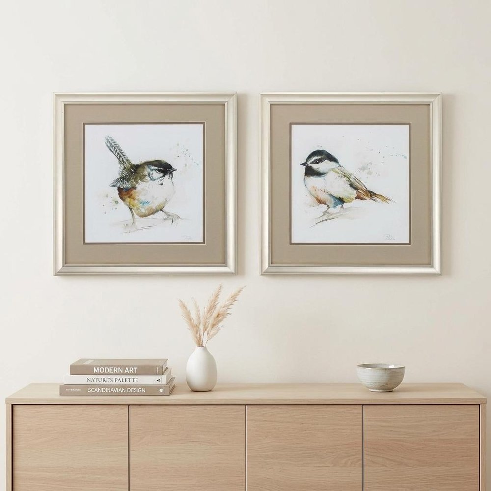 Set of Two 18" X 18" Champagne Framed Art Wall Decor