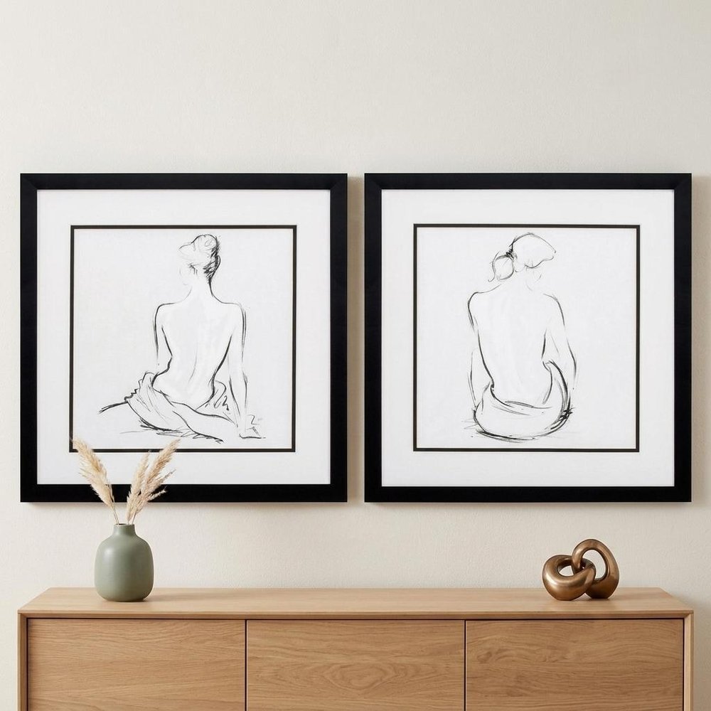 17" X 17" Silver Frame Poised Pose (Set Of 2)