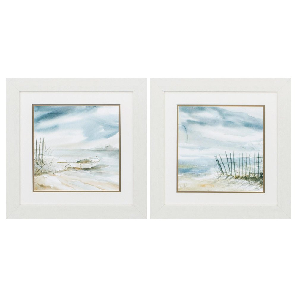 19" X 19" White Frame Subtle Mist (Set Of 2)